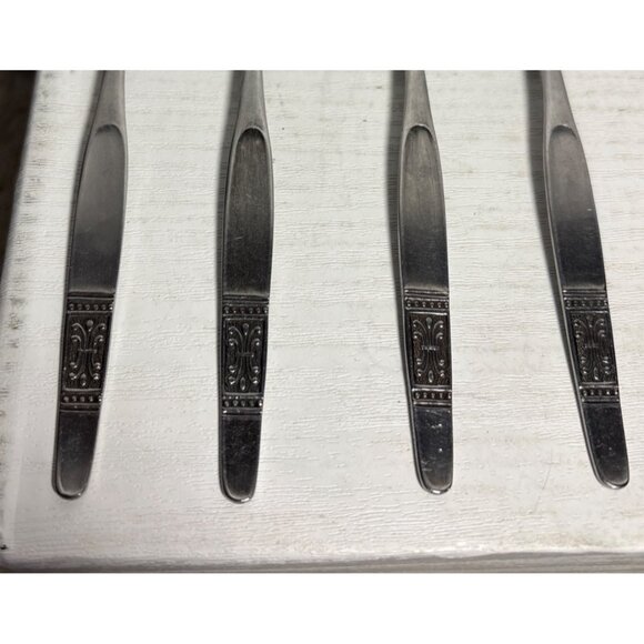 Set Of 8 National Stainless Japan Coffee Spoon Fleur-De-Lis Handle Design Japan - Picture 3 of 9